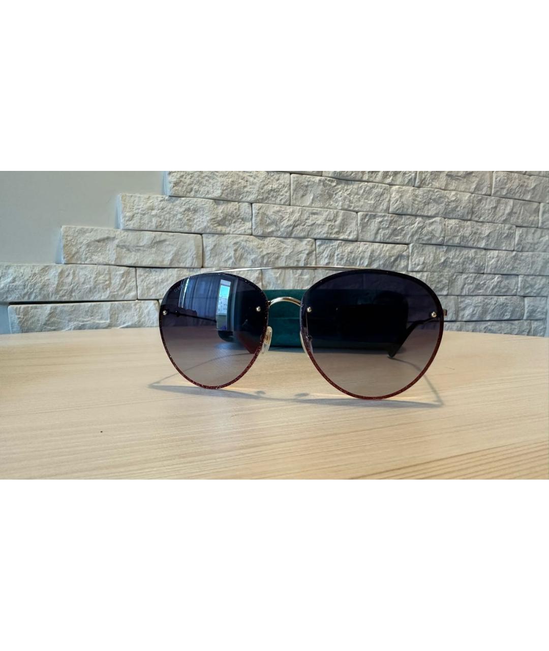 GUCCI Фиолетовые металлические солнцезащитные очки, фото 6