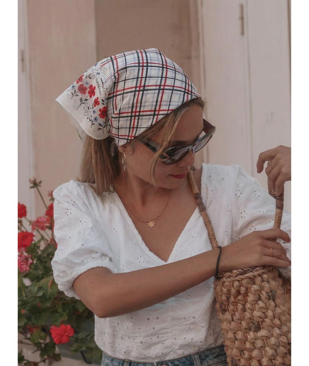 BURBERRY Белый хлопковый платок, фото 6