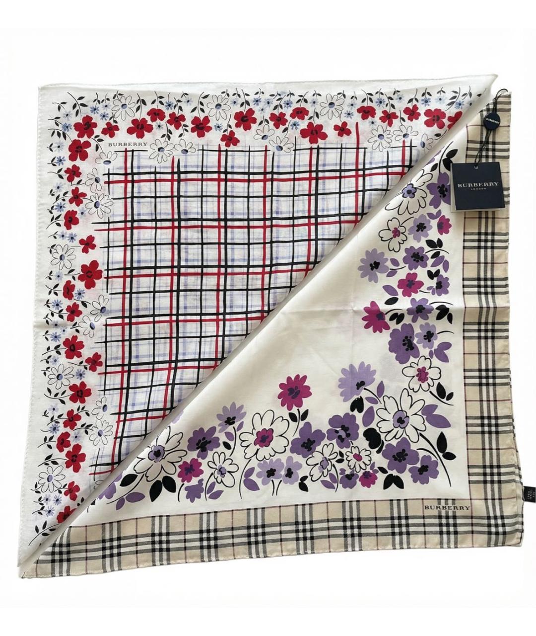 BURBERRY Белый хлопковый платок, фото 8