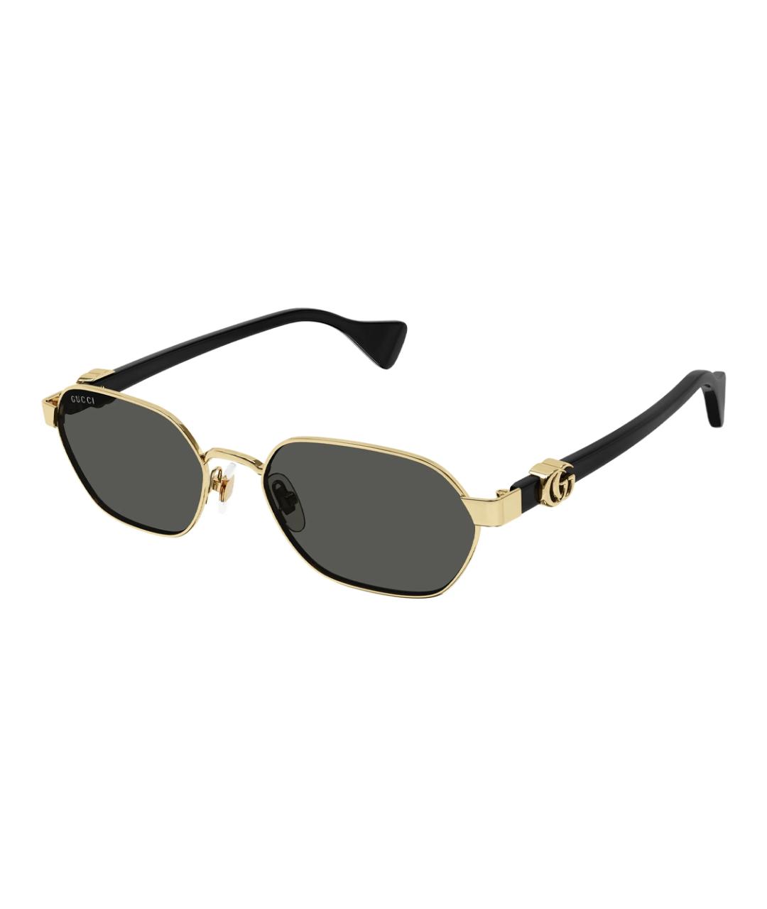 GUCCI Золотые металлические солнцезащитные очки, фото 1