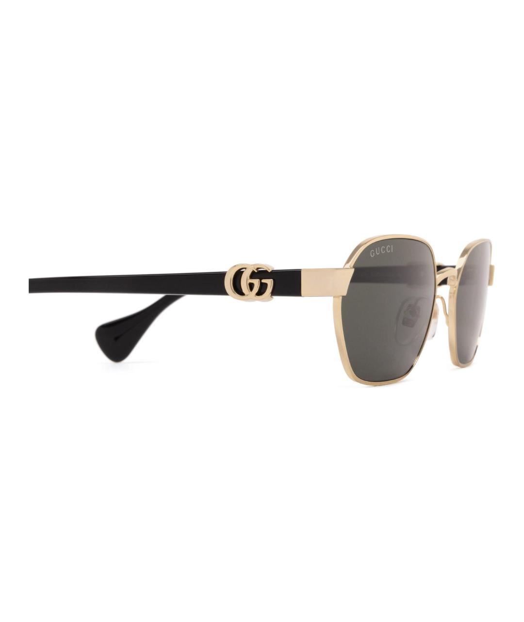 GUCCI Золотые металлические солнцезащитные очки, фото 5