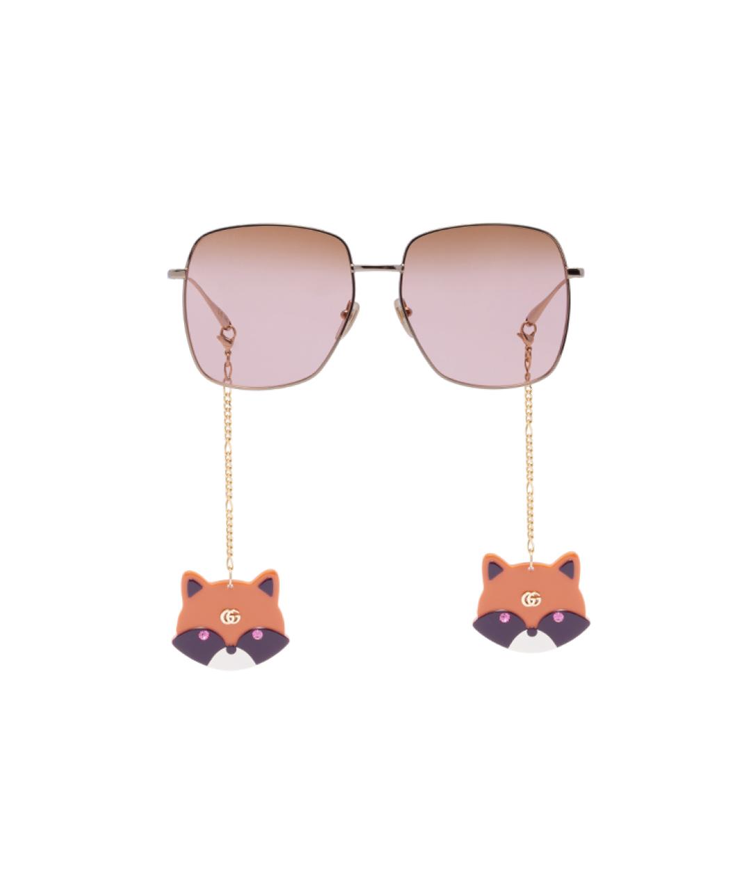 GUCCI Золотые металлические солнцезащитные очки, фото 2
