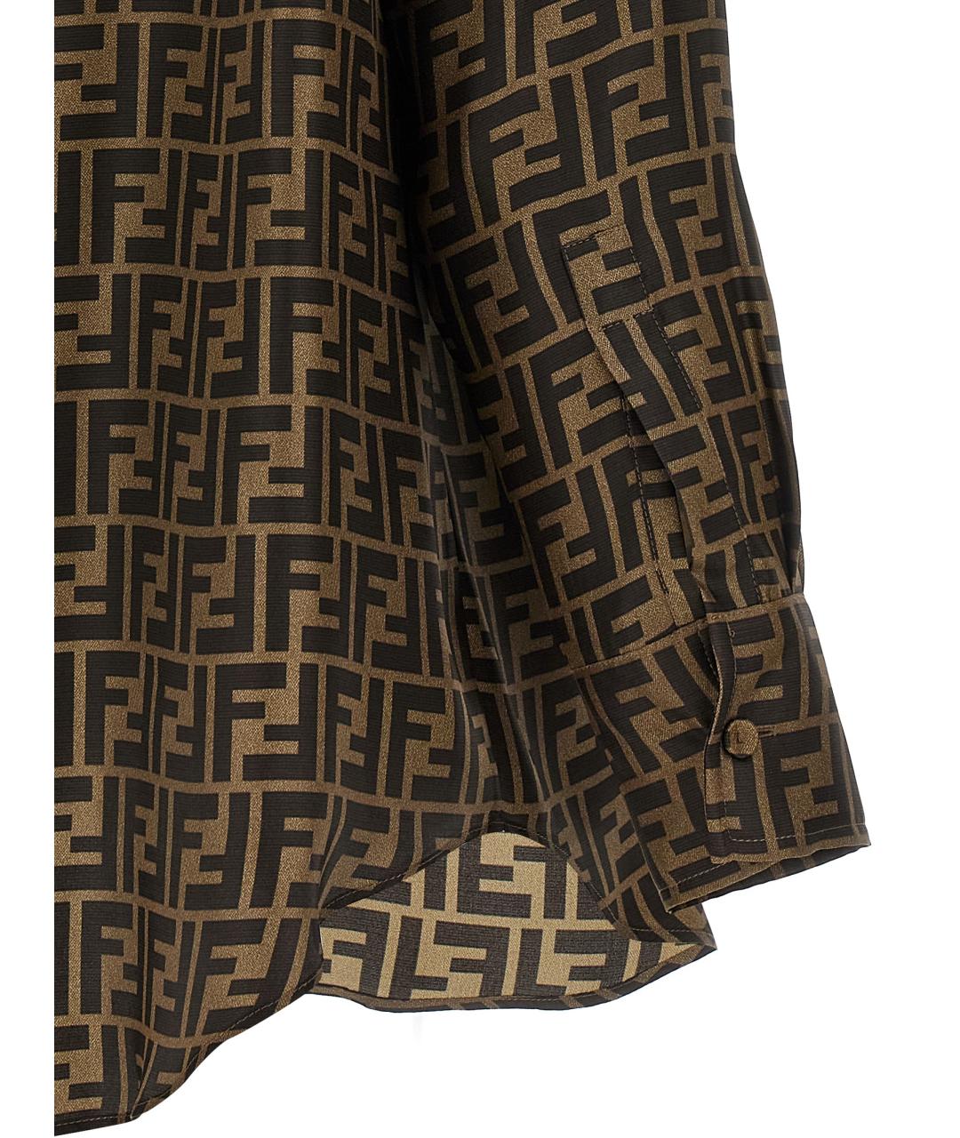 FENDI Коричневая шелковая рубашка, фото 4