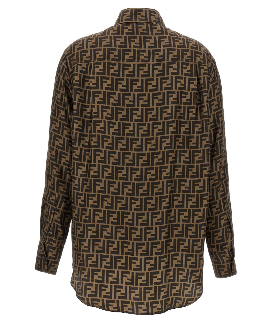 FENDI Коричневая шелковая рубашка, фото 2