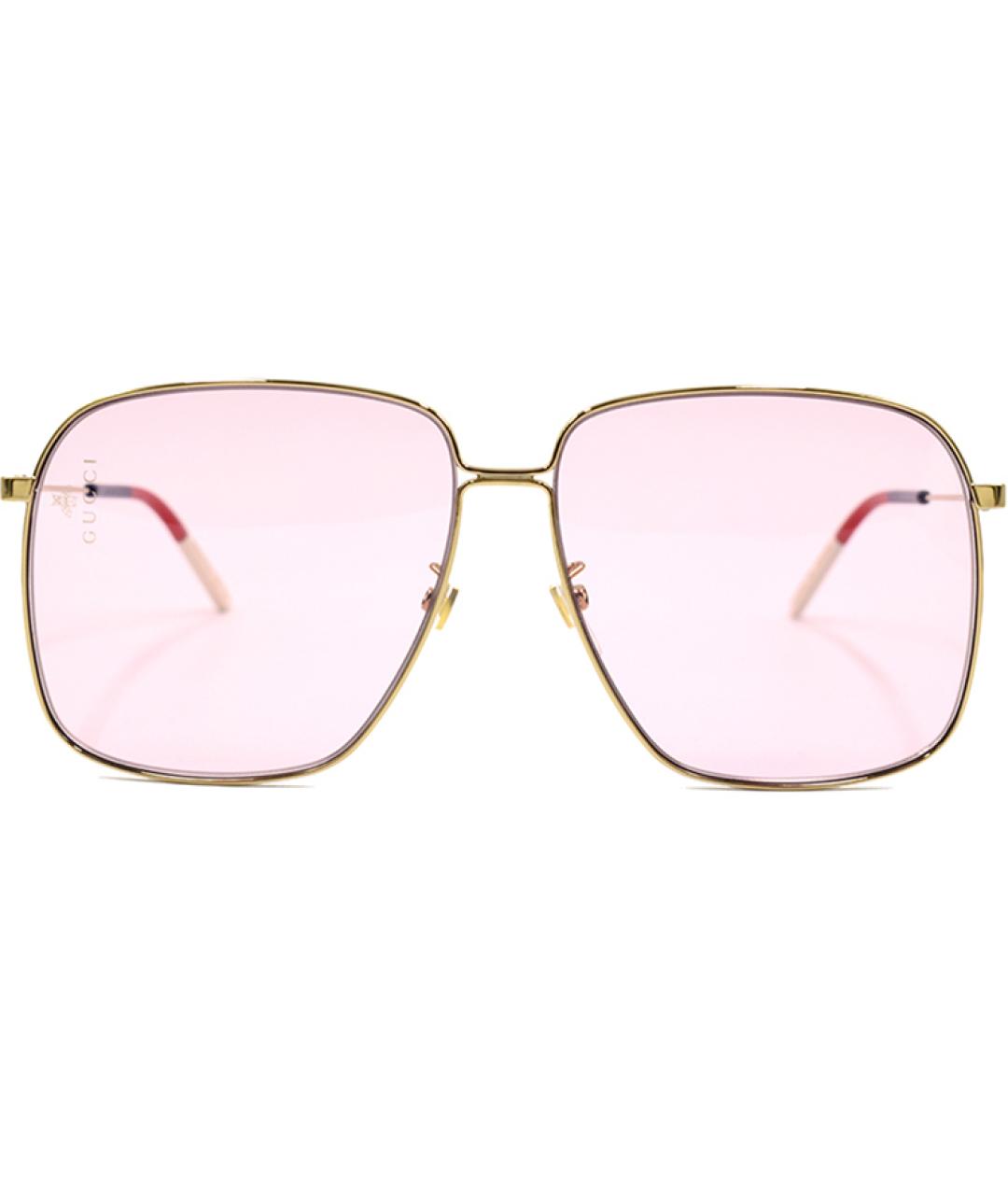 GUCCI Золотые металлические солнцезащитные очки, фото 1