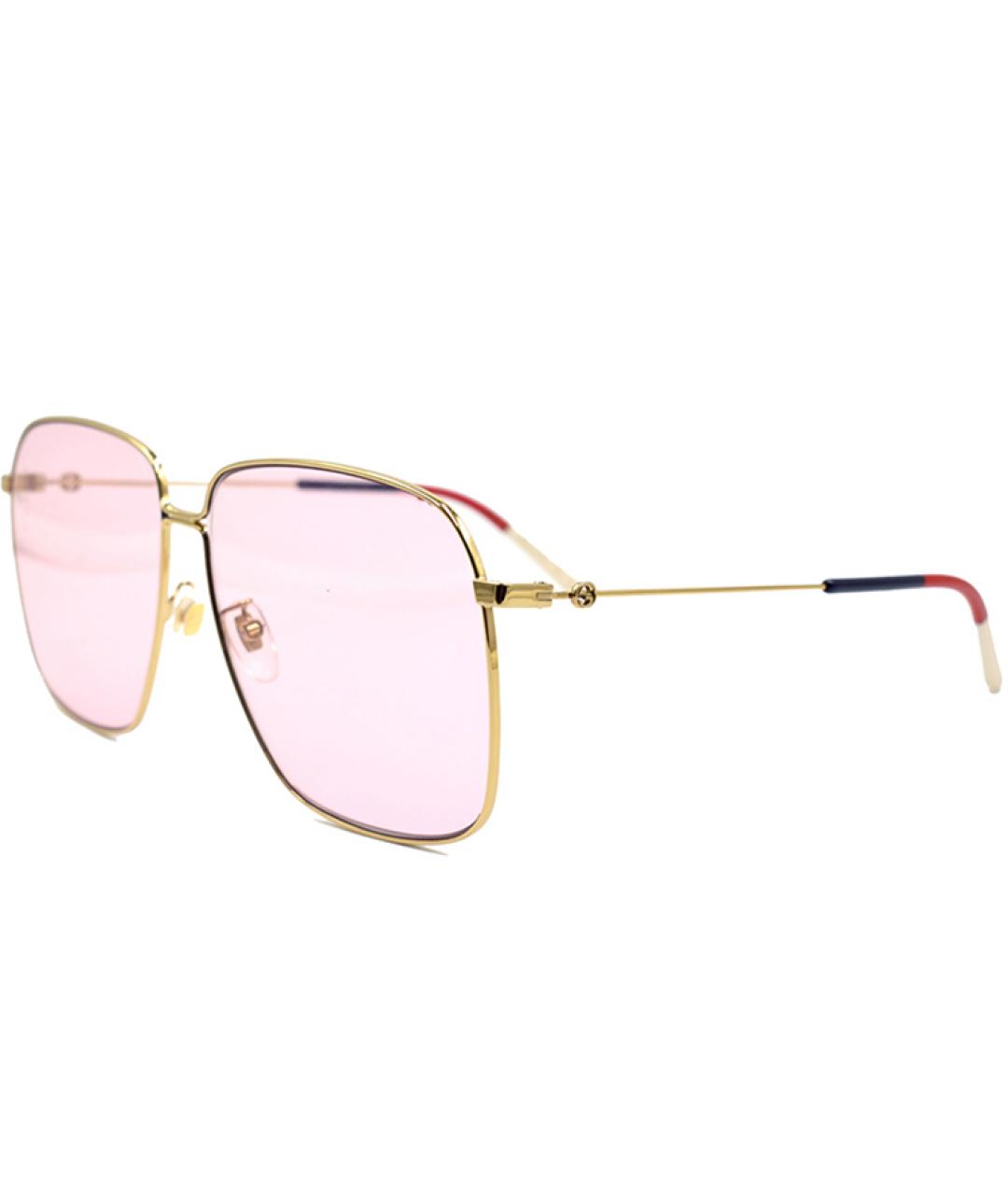 GUCCI Золотые металлические солнцезащитные очки, фото 2