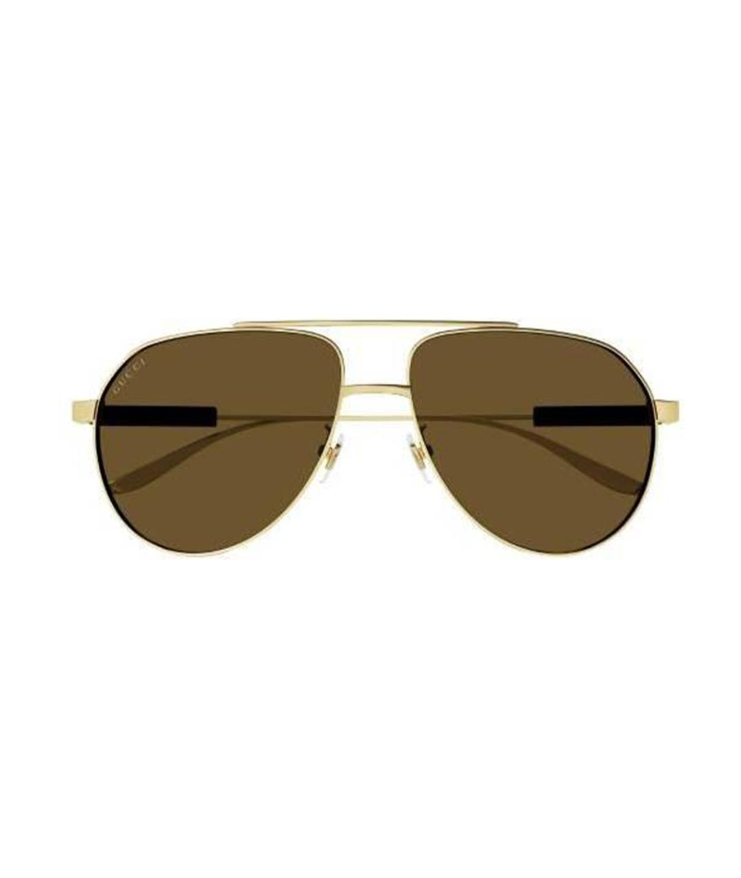 GUCCI Золотые металлические солнцезащитные очки, фото 2