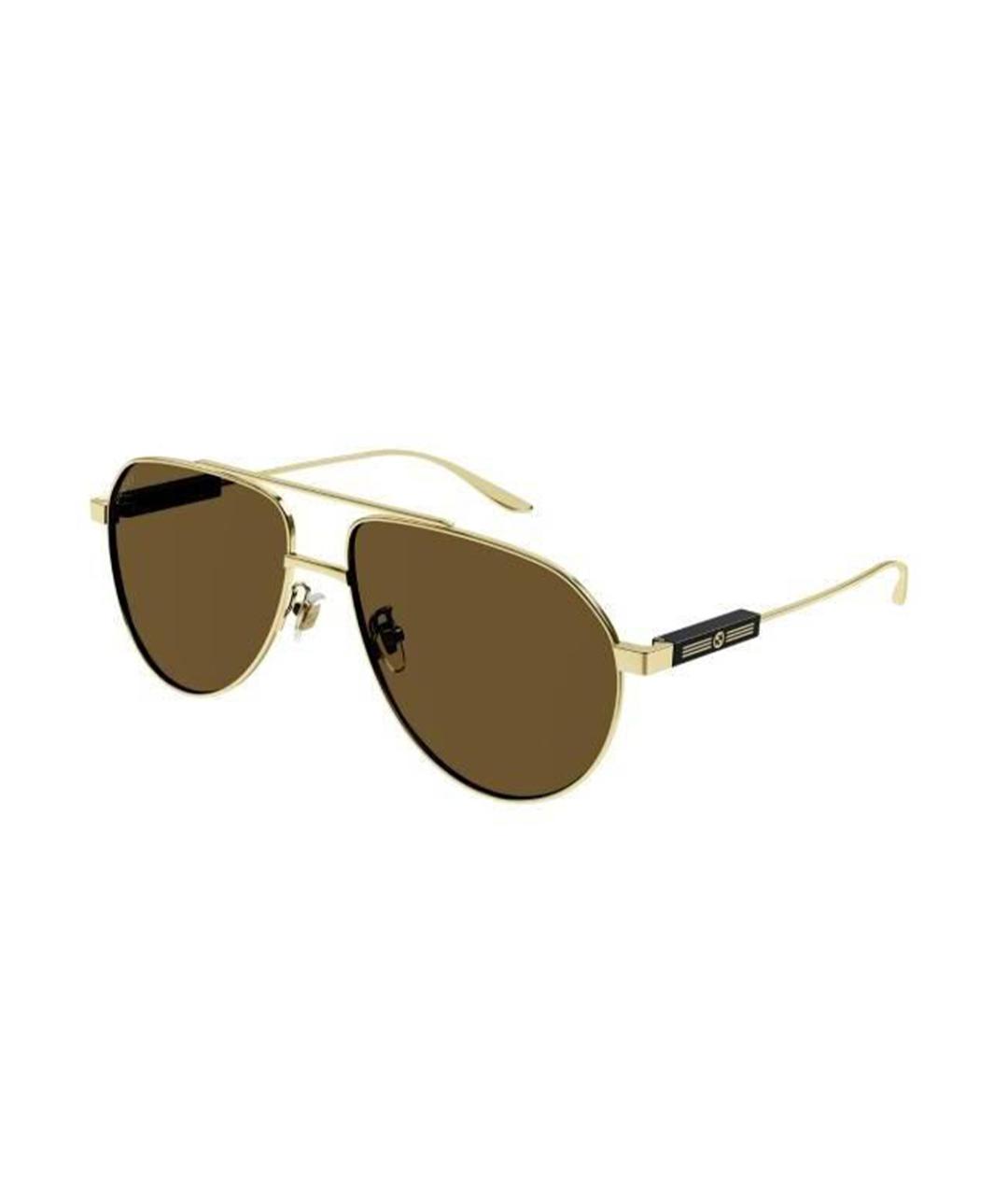 GUCCI Золотые металлические солнцезащитные очки, фото 1