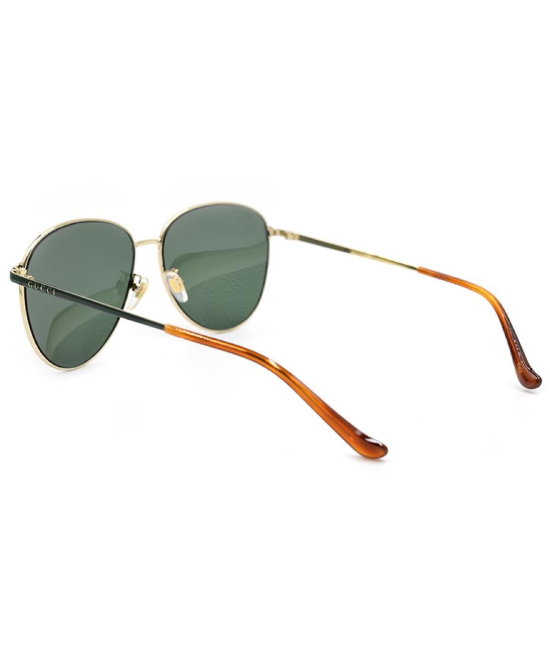 GUCCI Коричневые металлические солнцезащитные очки, фото 3