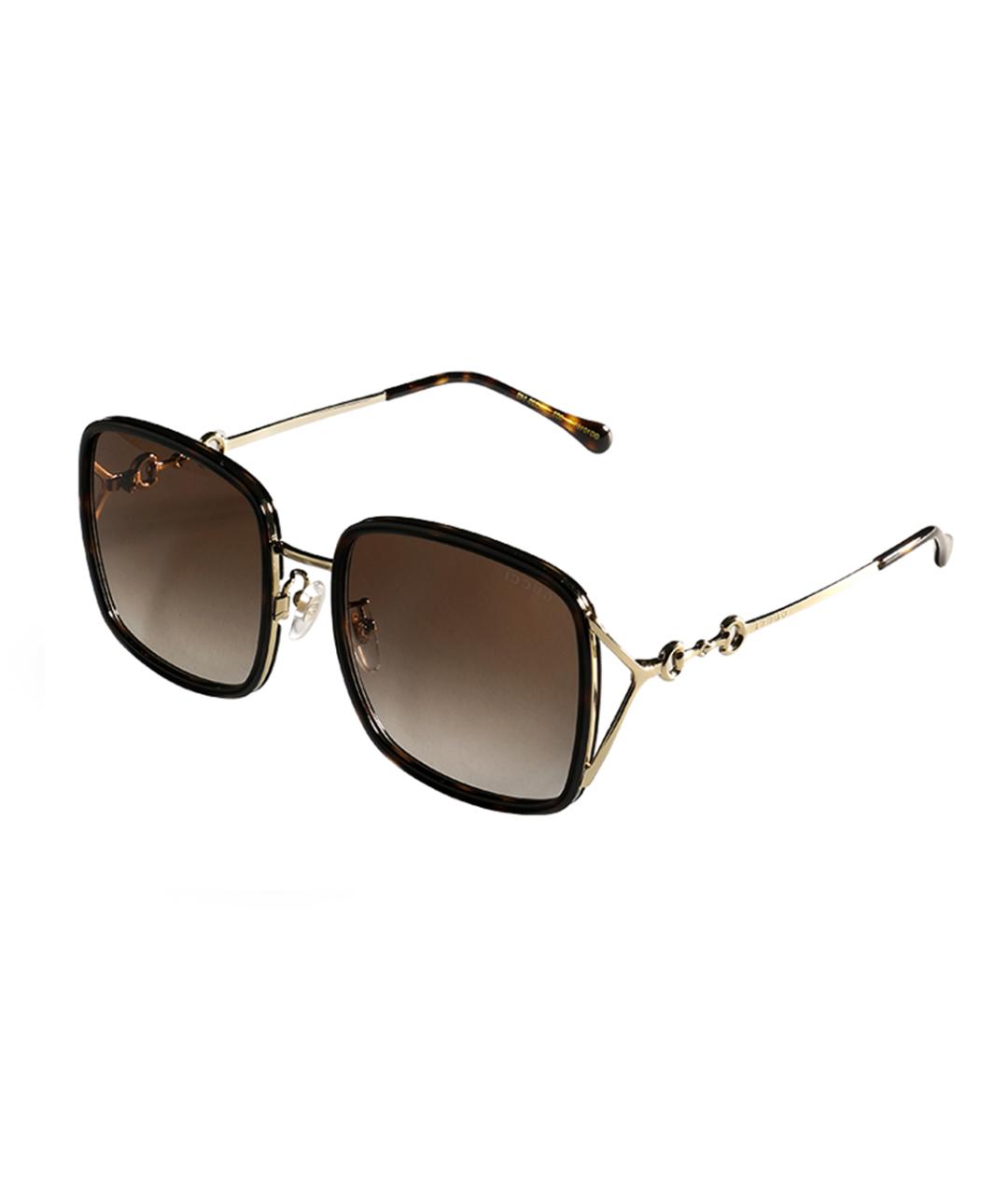 GUCCI Золотые металлические солнцезащитные очки, фото 1