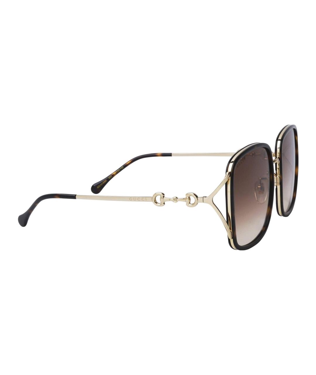 GUCCI Золотые металлические солнцезащитные очки, фото 5