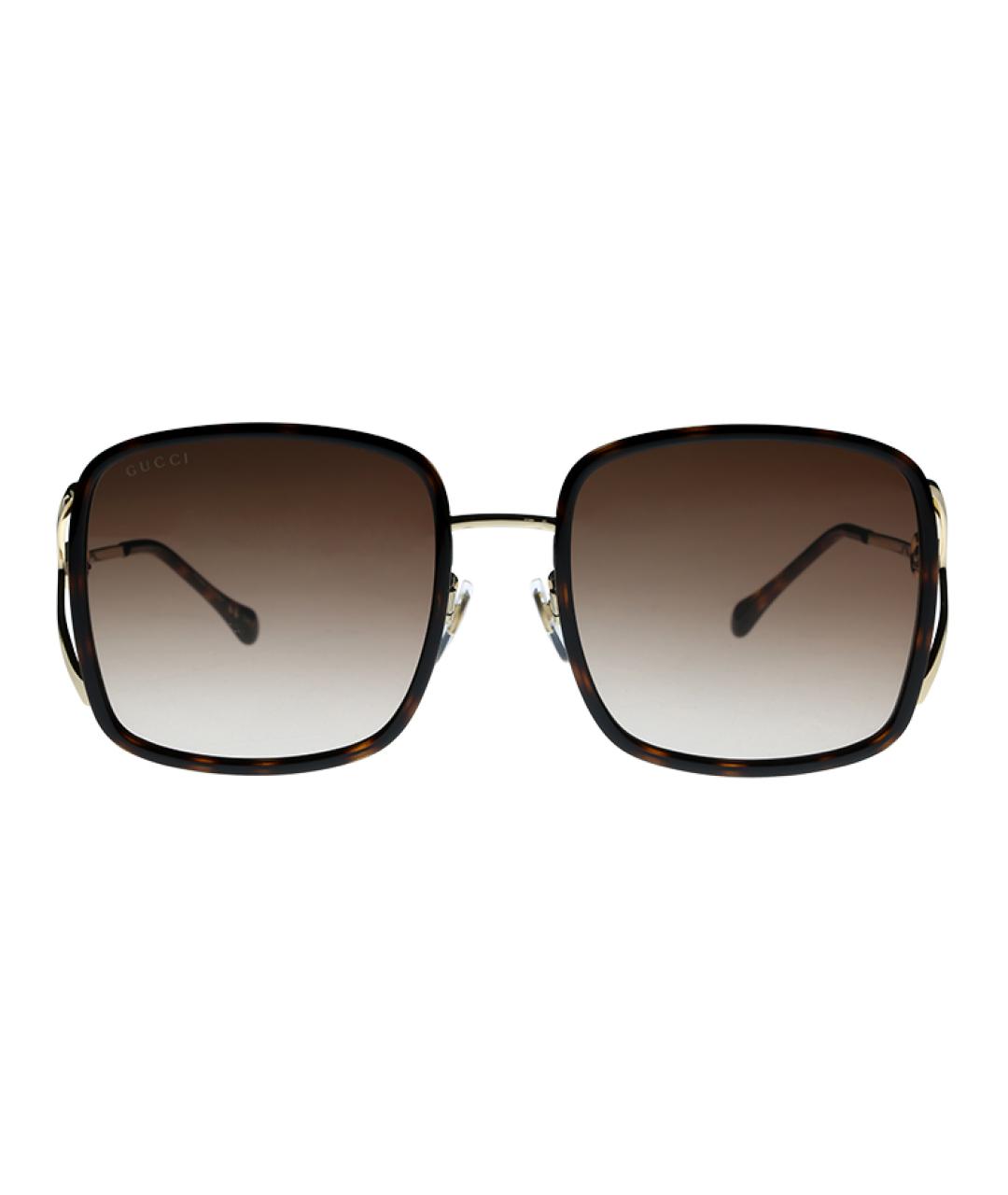 GUCCI Золотые металлические солнцезащитные очки, фото 2