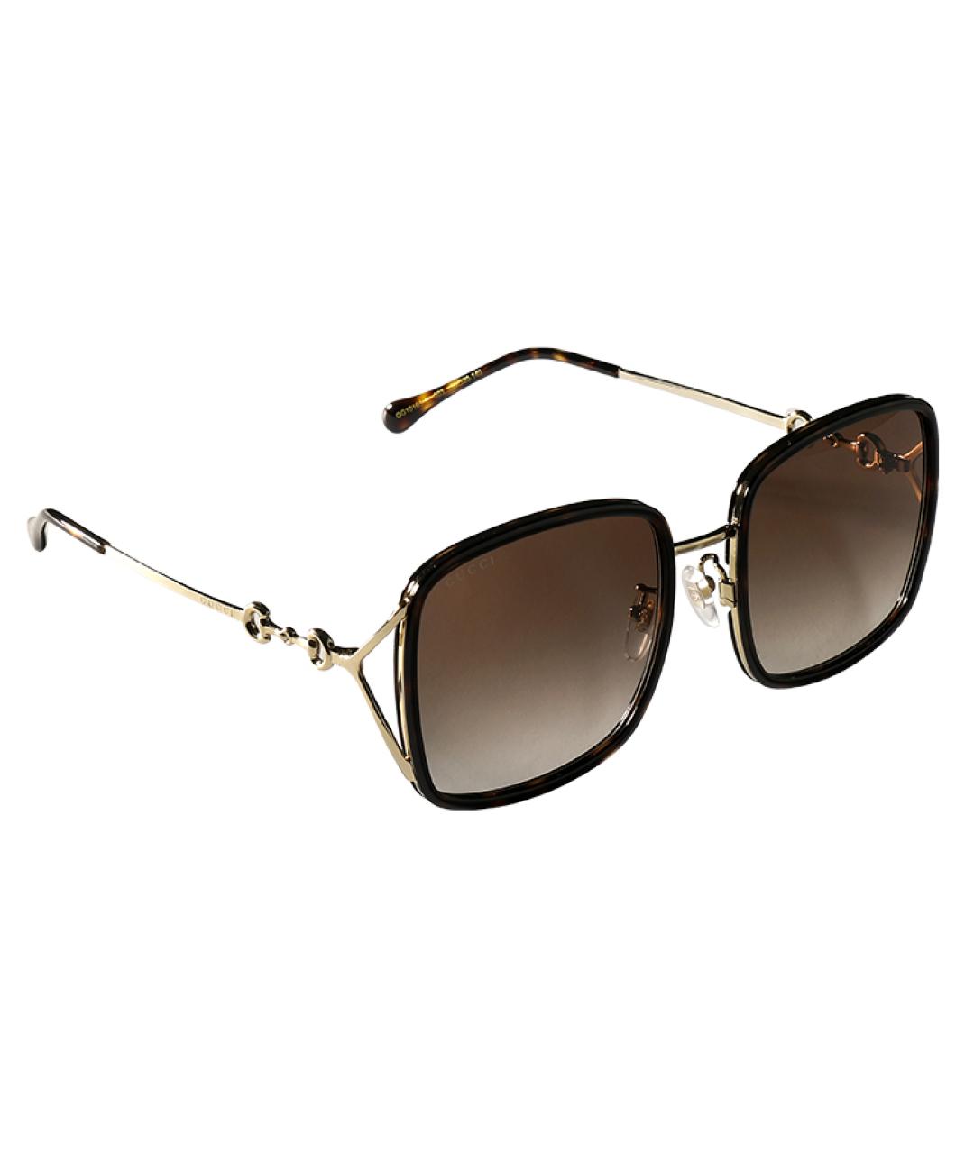 GUCCI Золотые металлические солнцезащитные очки, фото 3