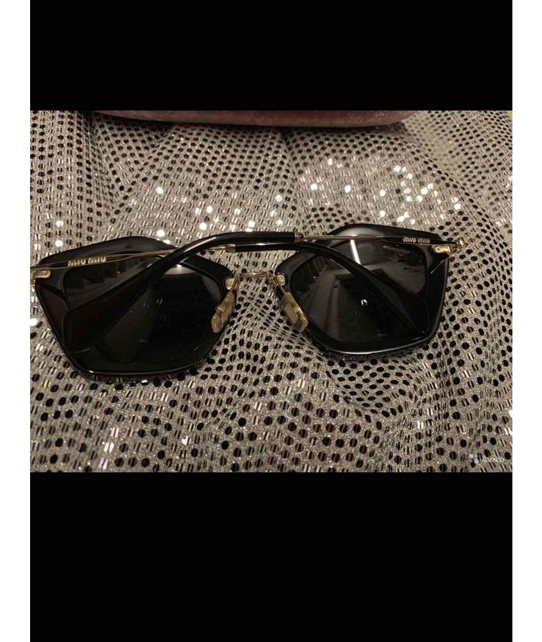 MIU MIU Черные металлические солнцезащитные очки, фото 3