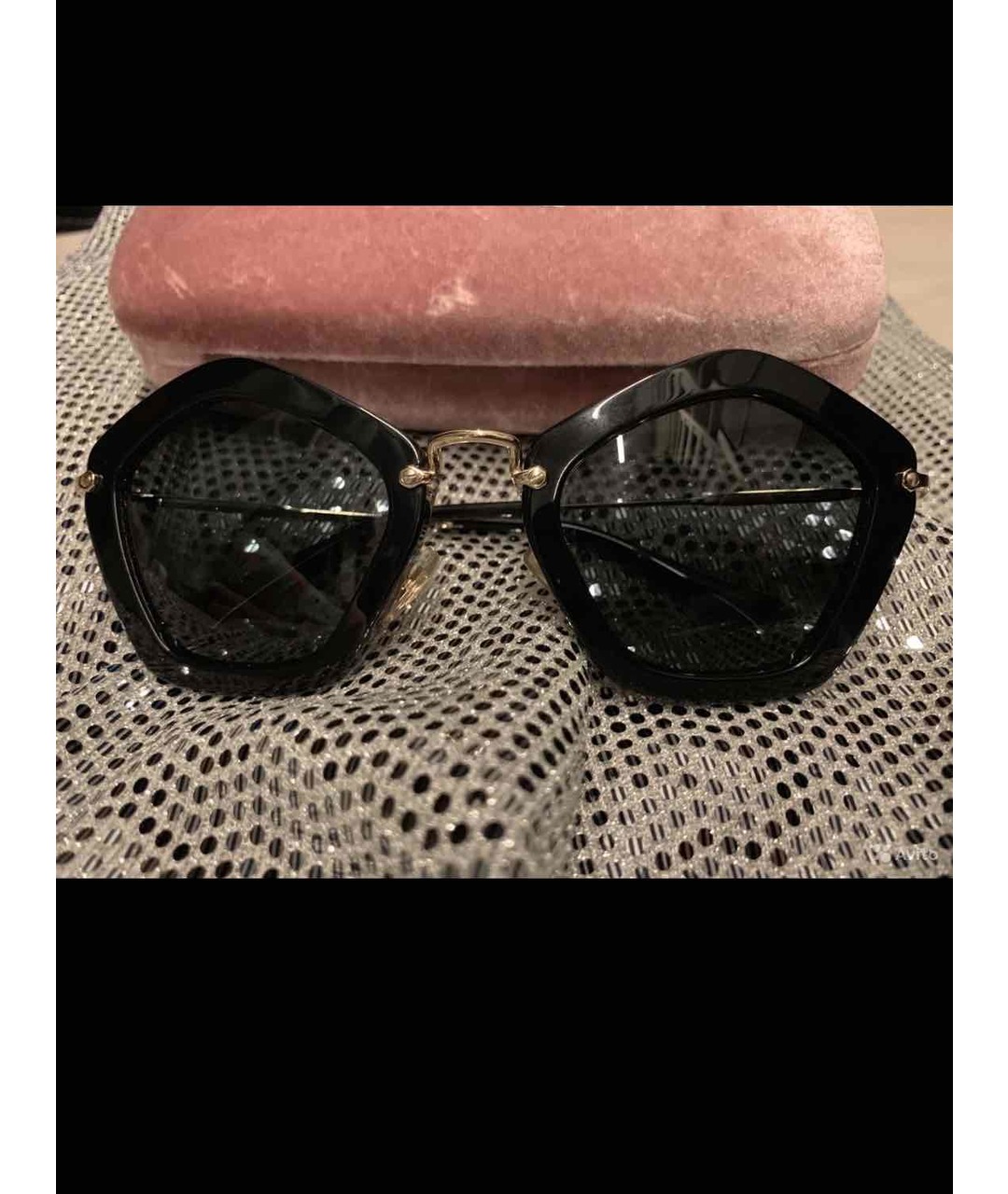 MIU MIU Черные металлические солнцезащитные очки, фото 5