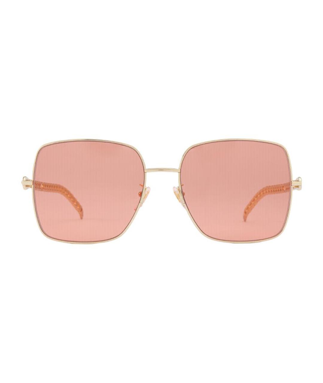 GUCCI Золотые металлические солнцезащитные очки, фото 2