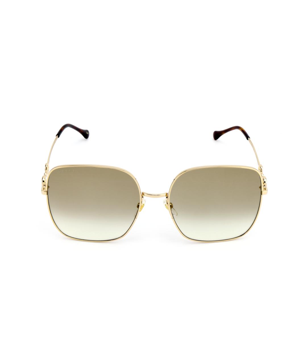 GUCCI Золотые металлические солнцезащитные очки, фото 2