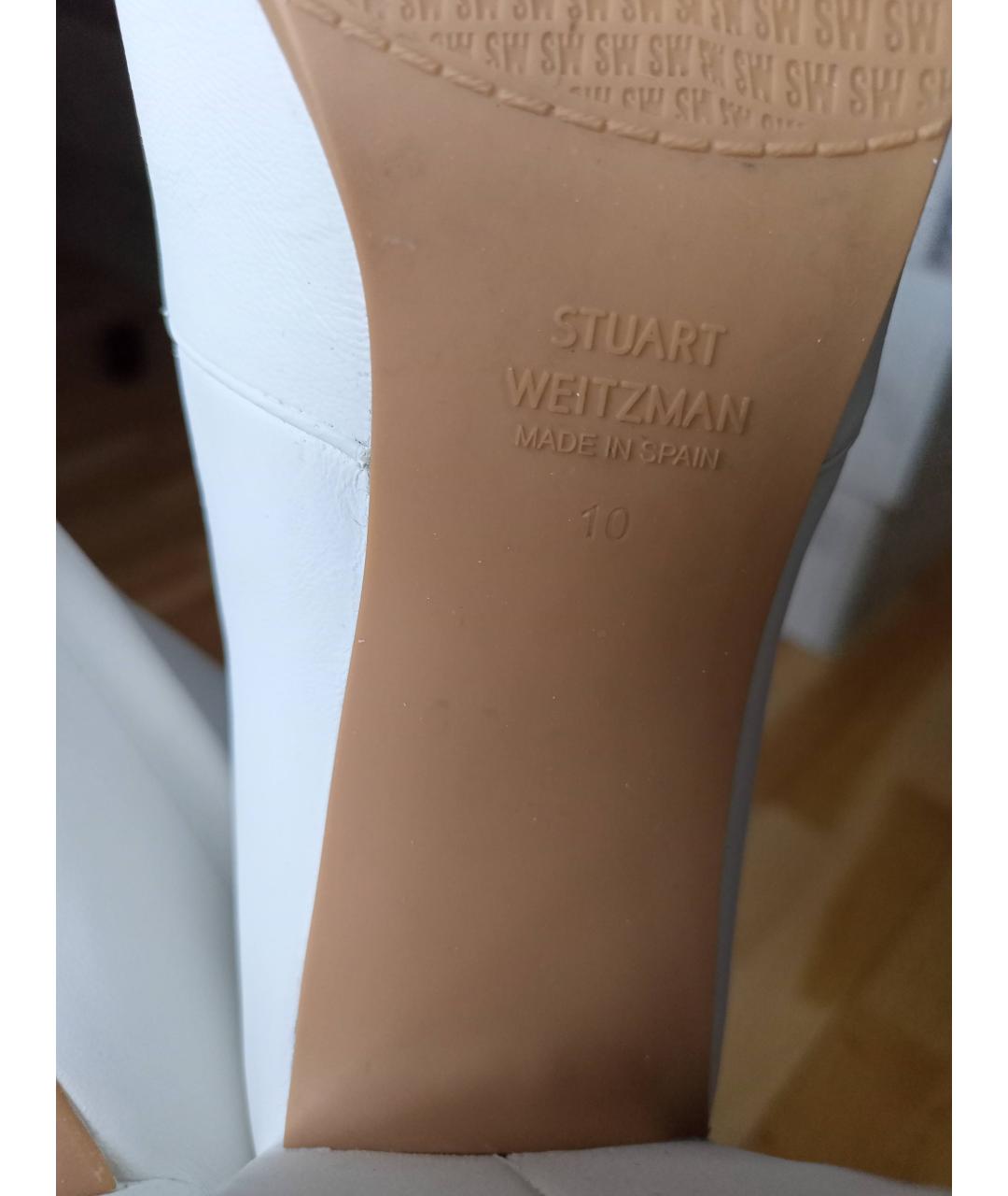 STUART WEITZMAN Белые кожаные сапоги, фото 7