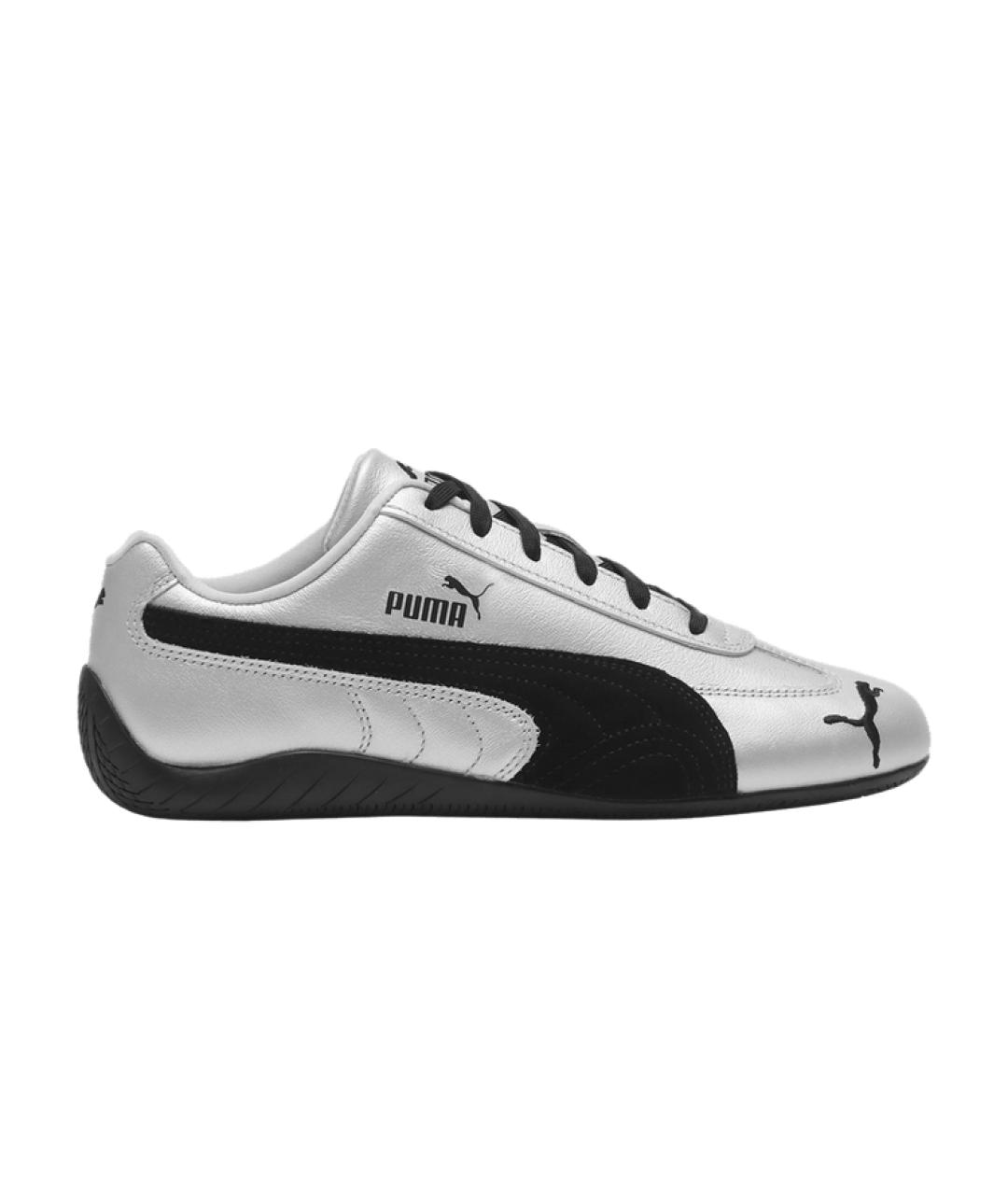 PUMA Серебряные кожаные кроссовки, фото 1