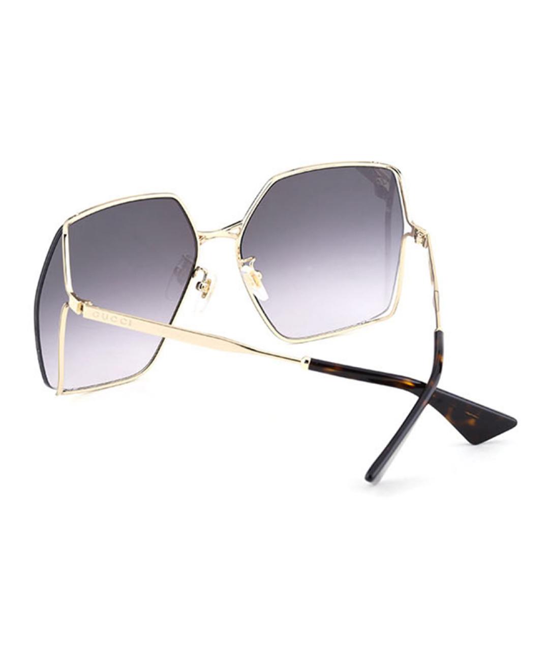 GUCCI Золотые металлические солнцезащитные очки, фото 3