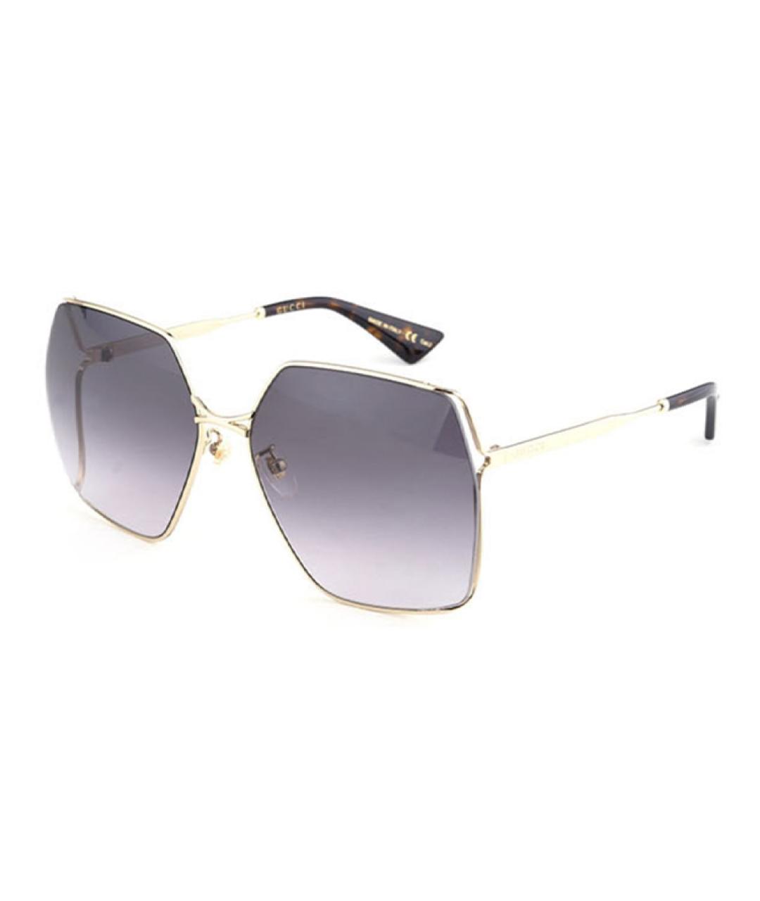 GUCCI Золотые металлические солнцезащитные очки, фото 2