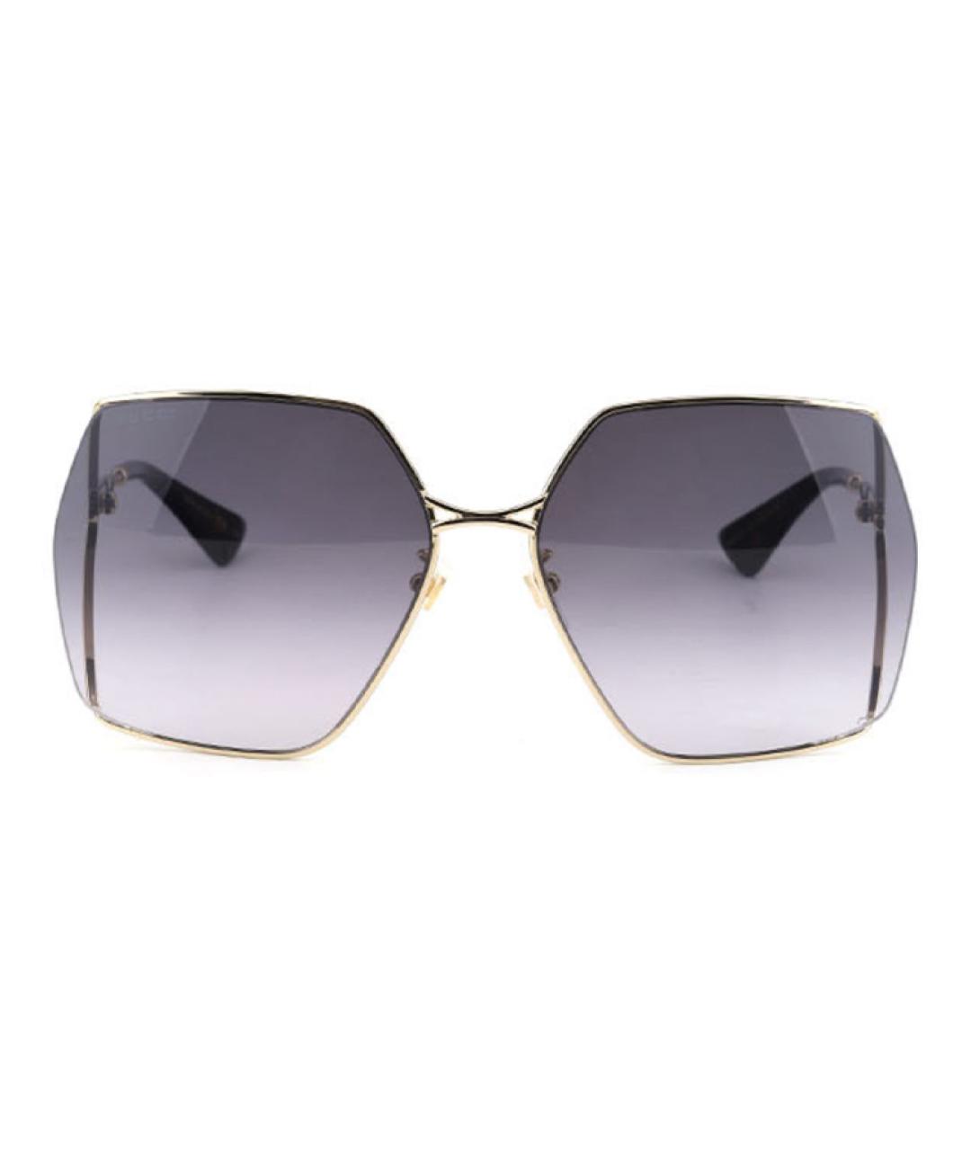 GUCCI Золотые металлические солнцезащитные очки, фото 1