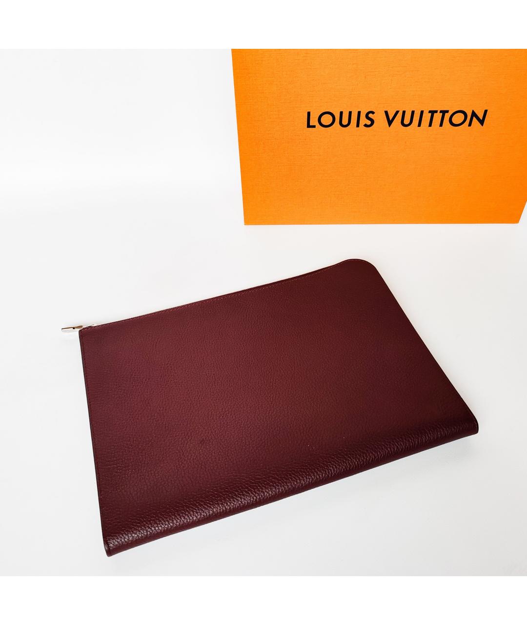 LOUIS VUITTON Бордовая кожаная папка для документов, фото 2