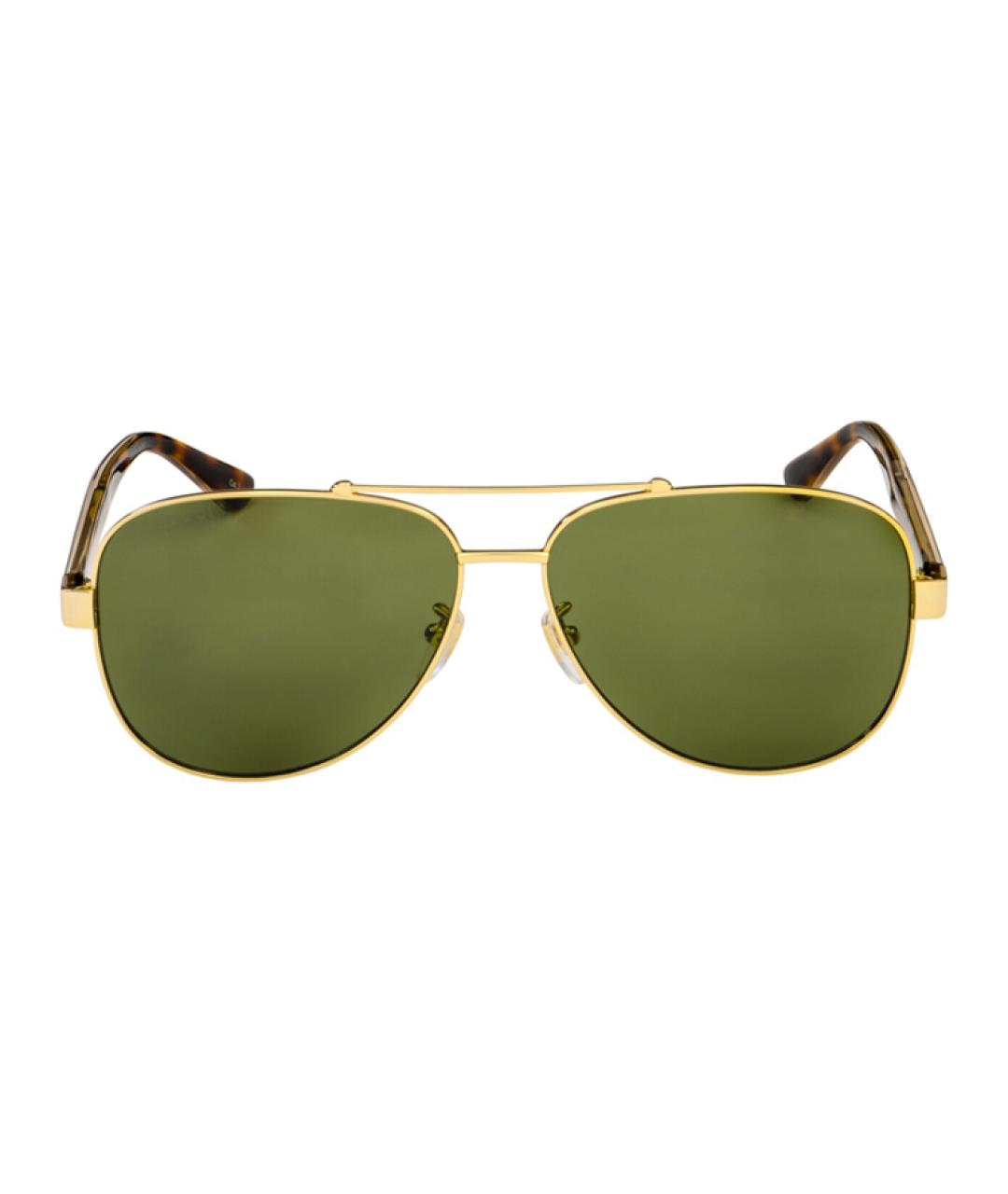 GUCCI Золотые металлические солнцезащитные очки, фото 2