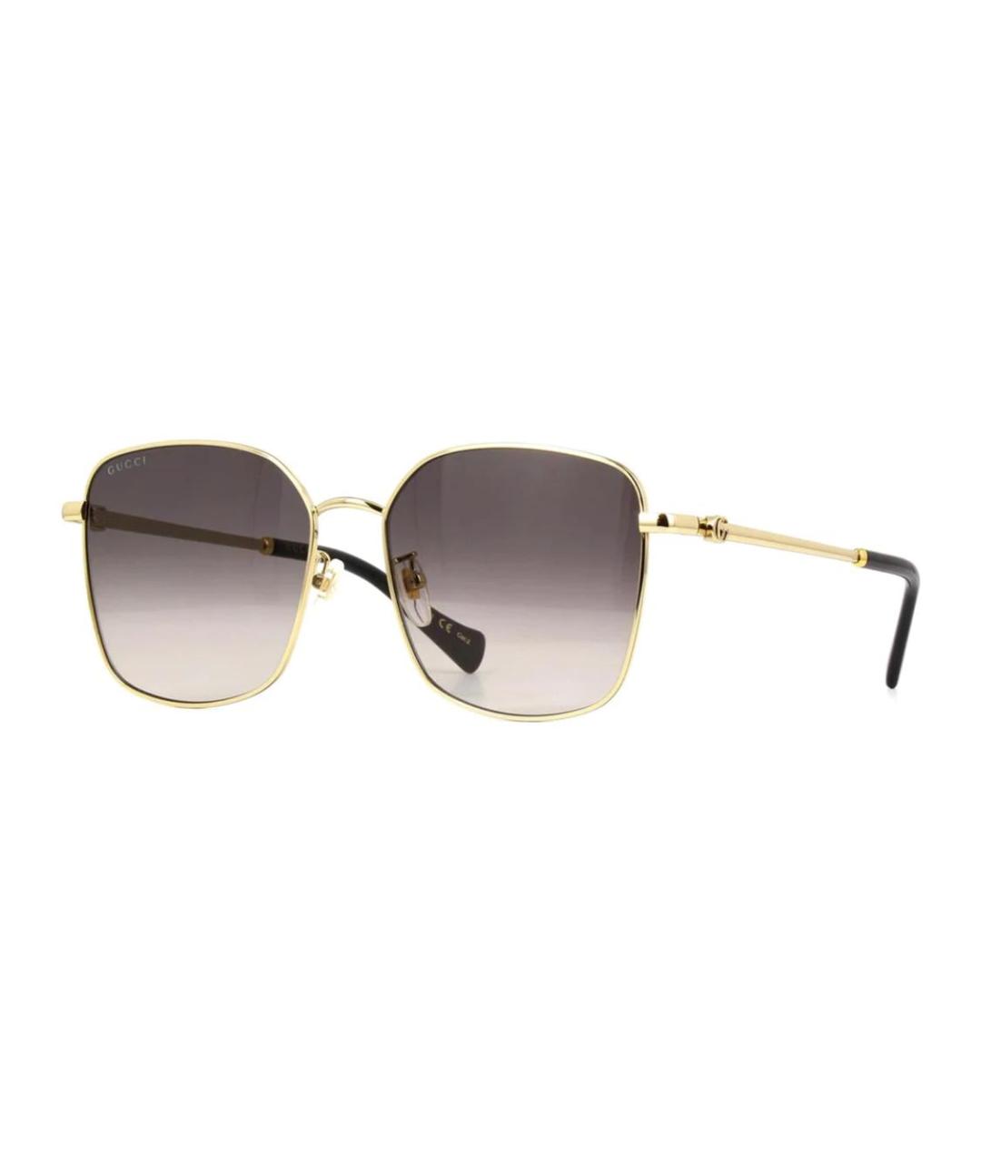 GUCCI Золотые металлические солнцезащитные очки, фото 1
