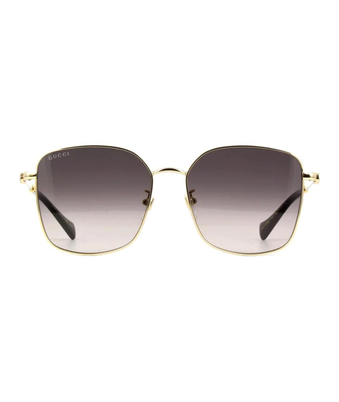 GUCCI Золотые металлические солнцезащитные очки, фото 2