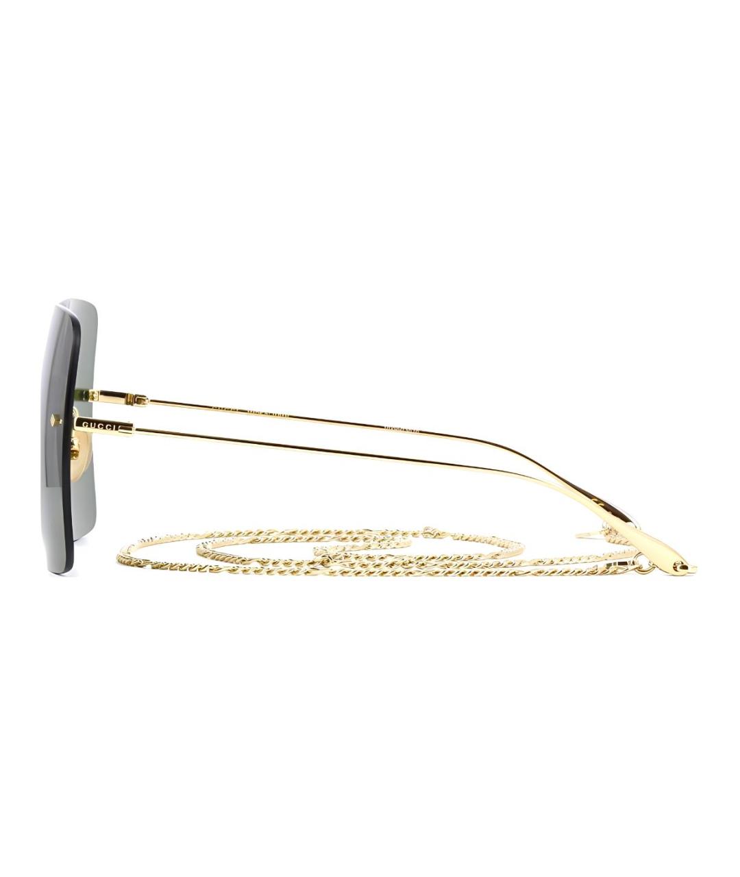 GUCCI Золотые металлические солнцезащитные очки, фото 3