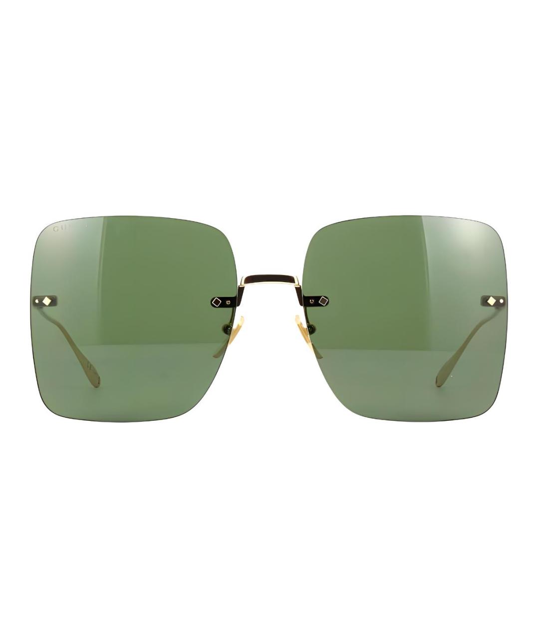 GUCCI Золотые металлические солнцезащитные очки, фото 2