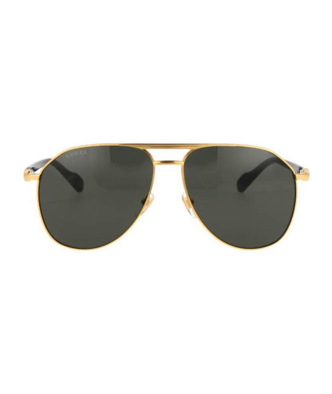 GUCCI Золотые металлические солнцезащитные очки, фото 2