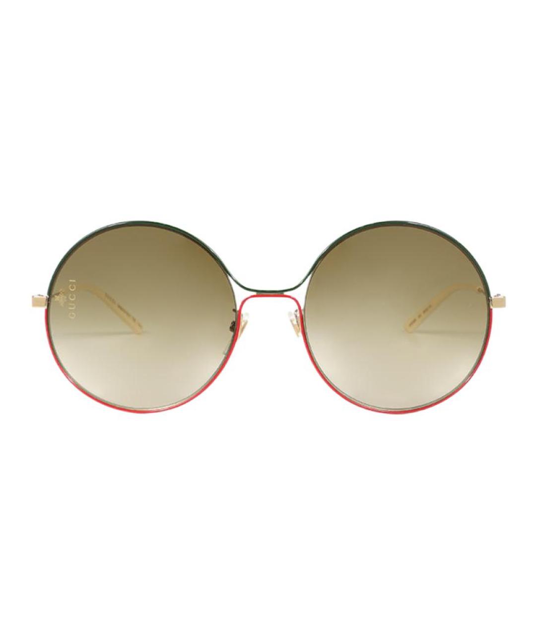 GUCCI Золотые металлические солнцезащитные очки, фото 1