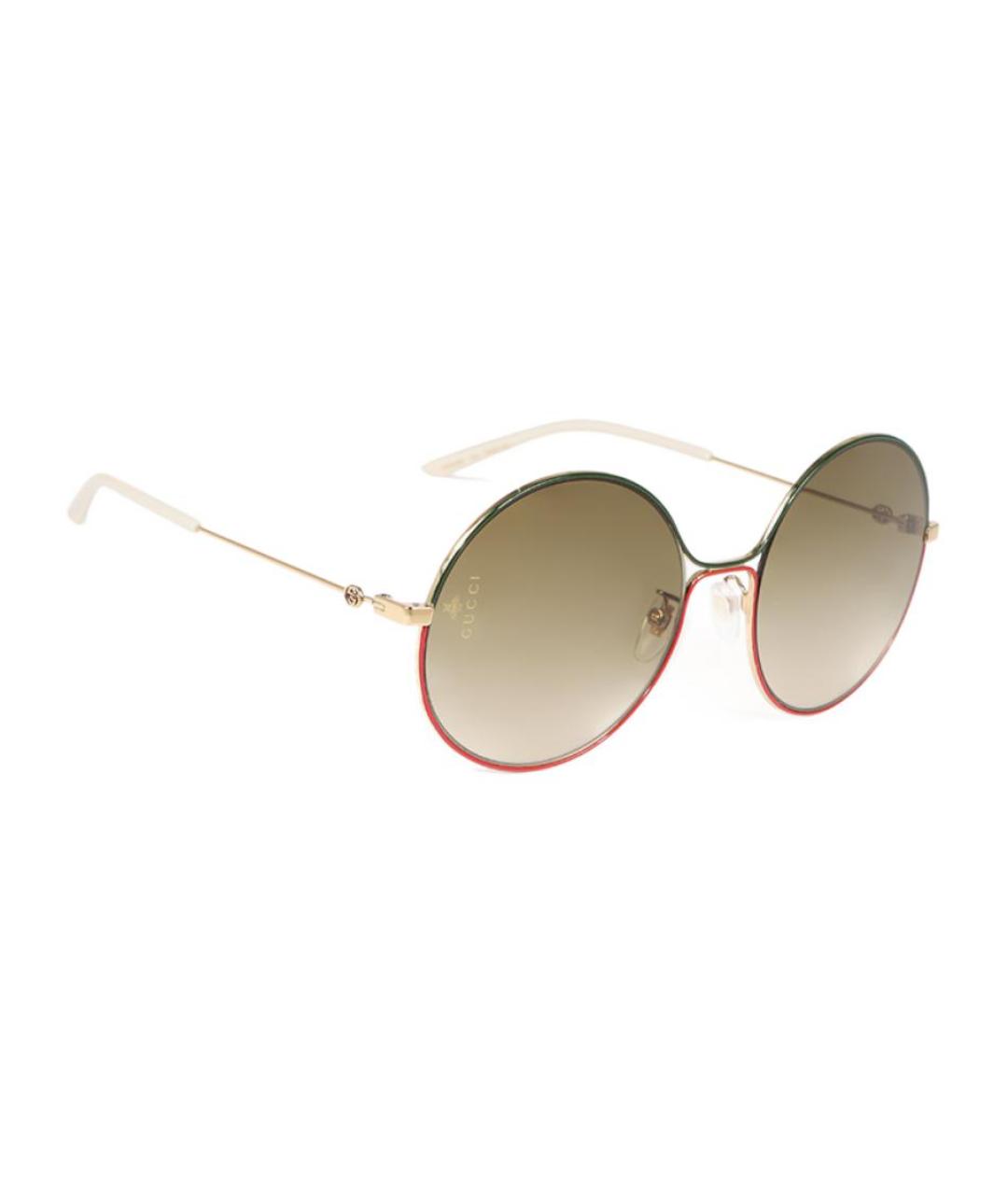GUCCI Золотые металлические солнцезащитные очки, фото 3
