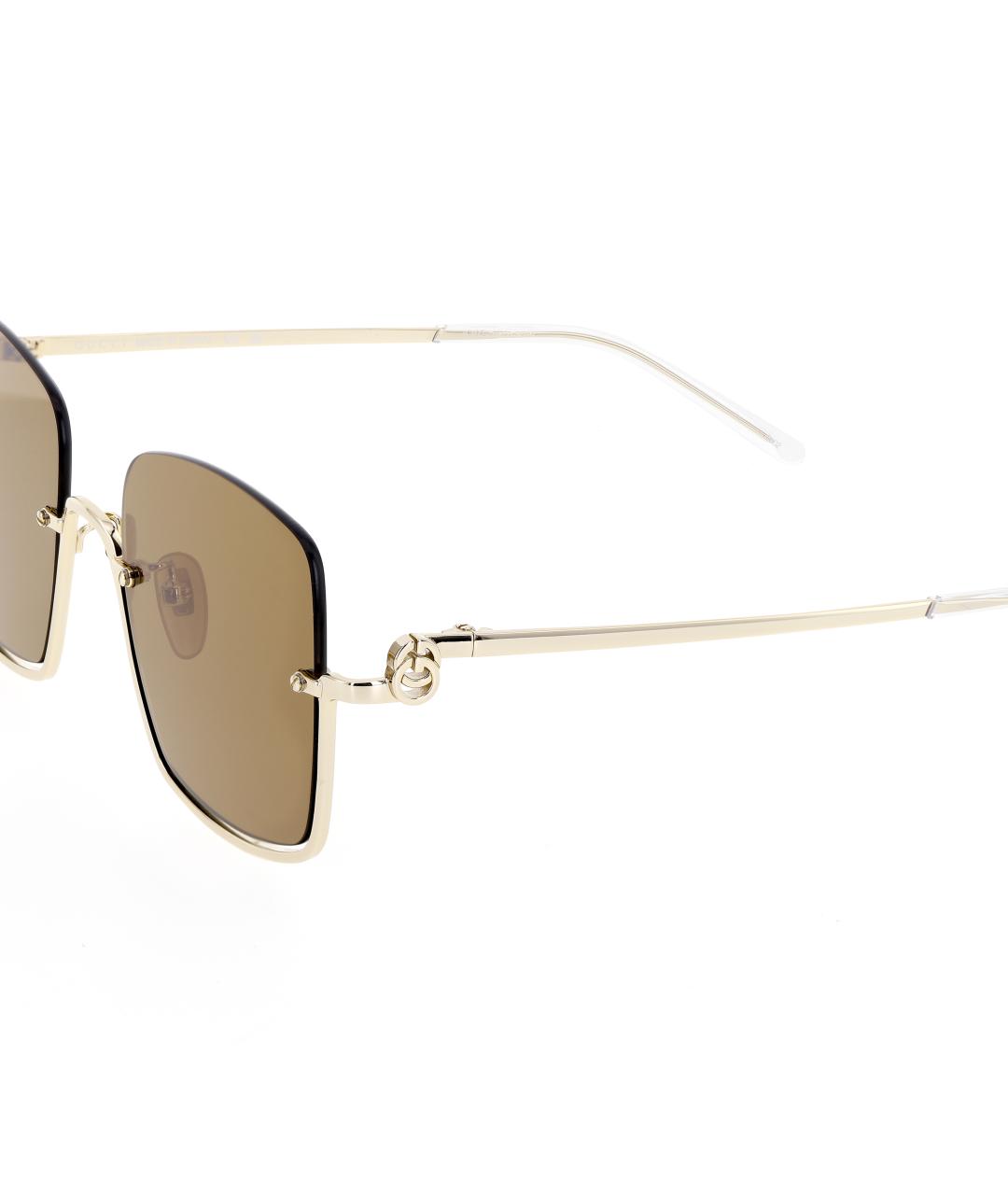 GUCCI Золотые металлические солнцезащитные очки, фото 5