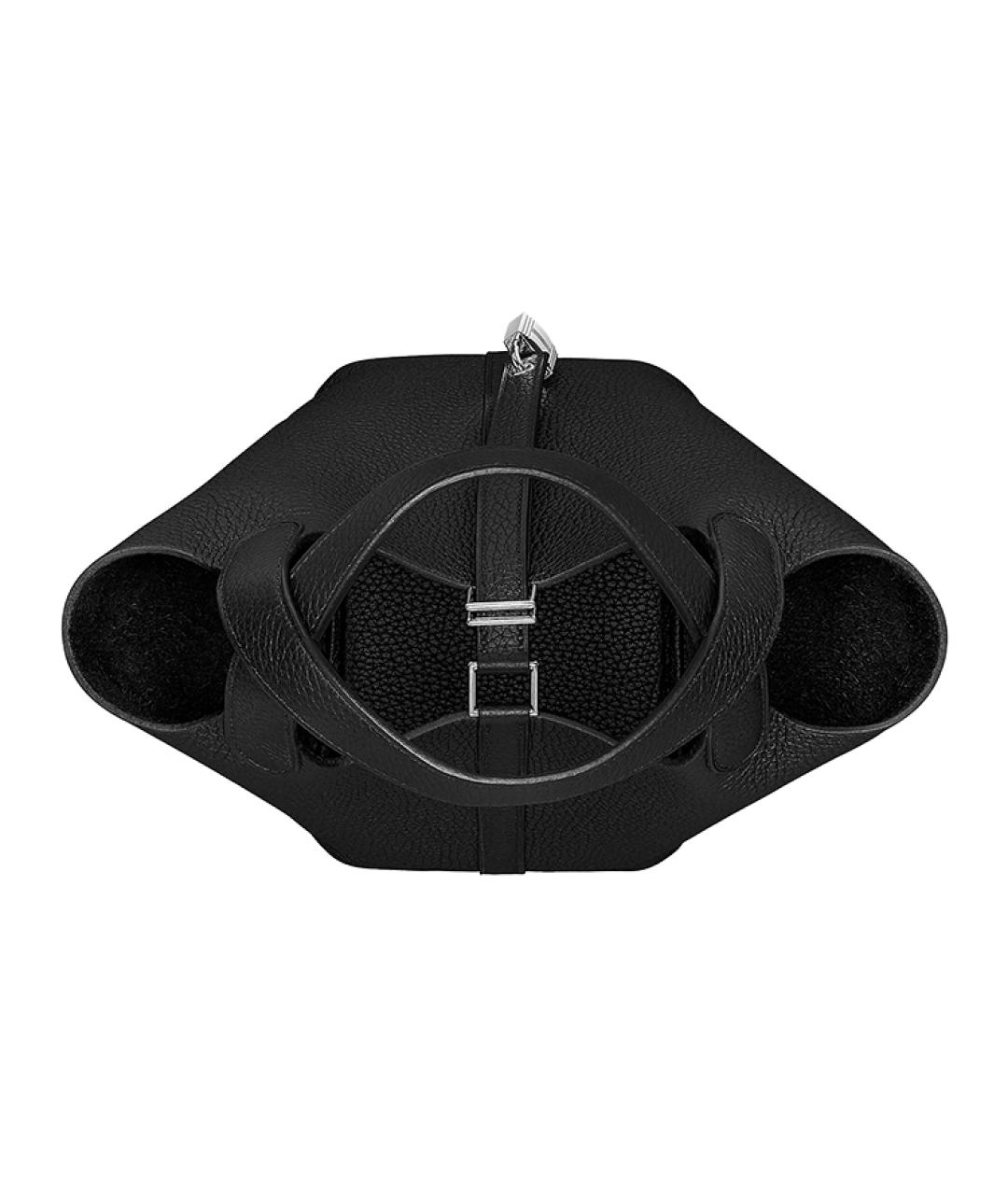 HERMES Черная кожаная сумка с короткими ручками, фото 4