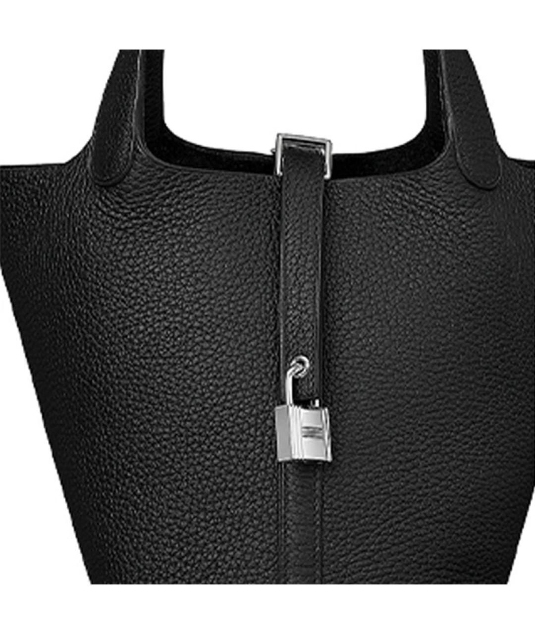 HERMES Черная кожаная сумка с короткими ручками, фото 5