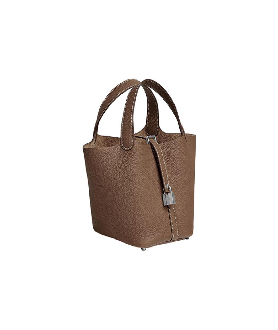 HERMES Серая кожаная сумка с короткими ручками, фото 2