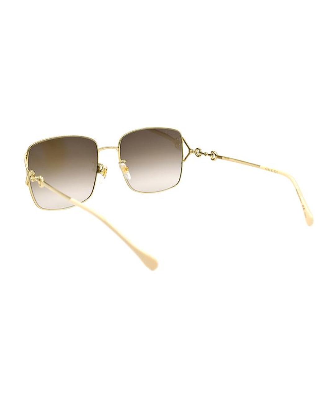 GUCCI Золотые металлические солнцезащитные очки, фото 3