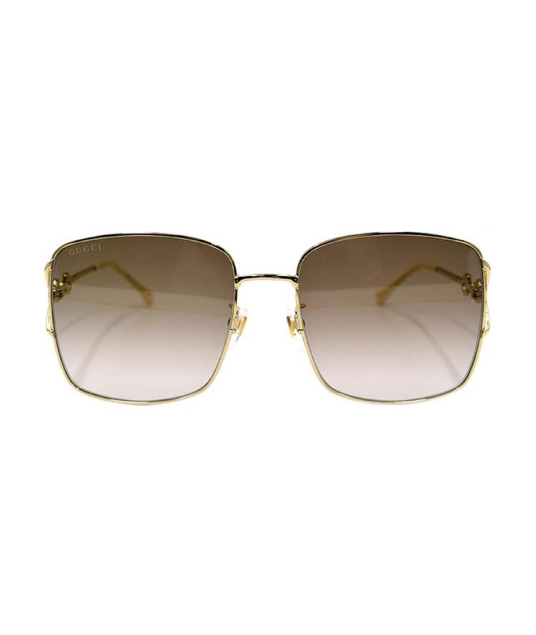 GUCCI Золотые металлические солнцезащитные очки, фото 2