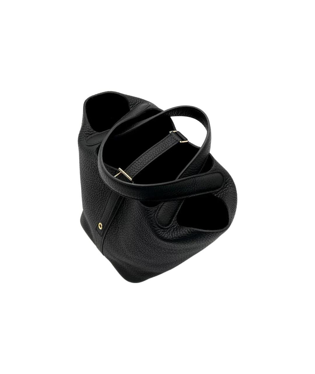 HERMES Черная кожаная сумка с короткими ручками, фото 3