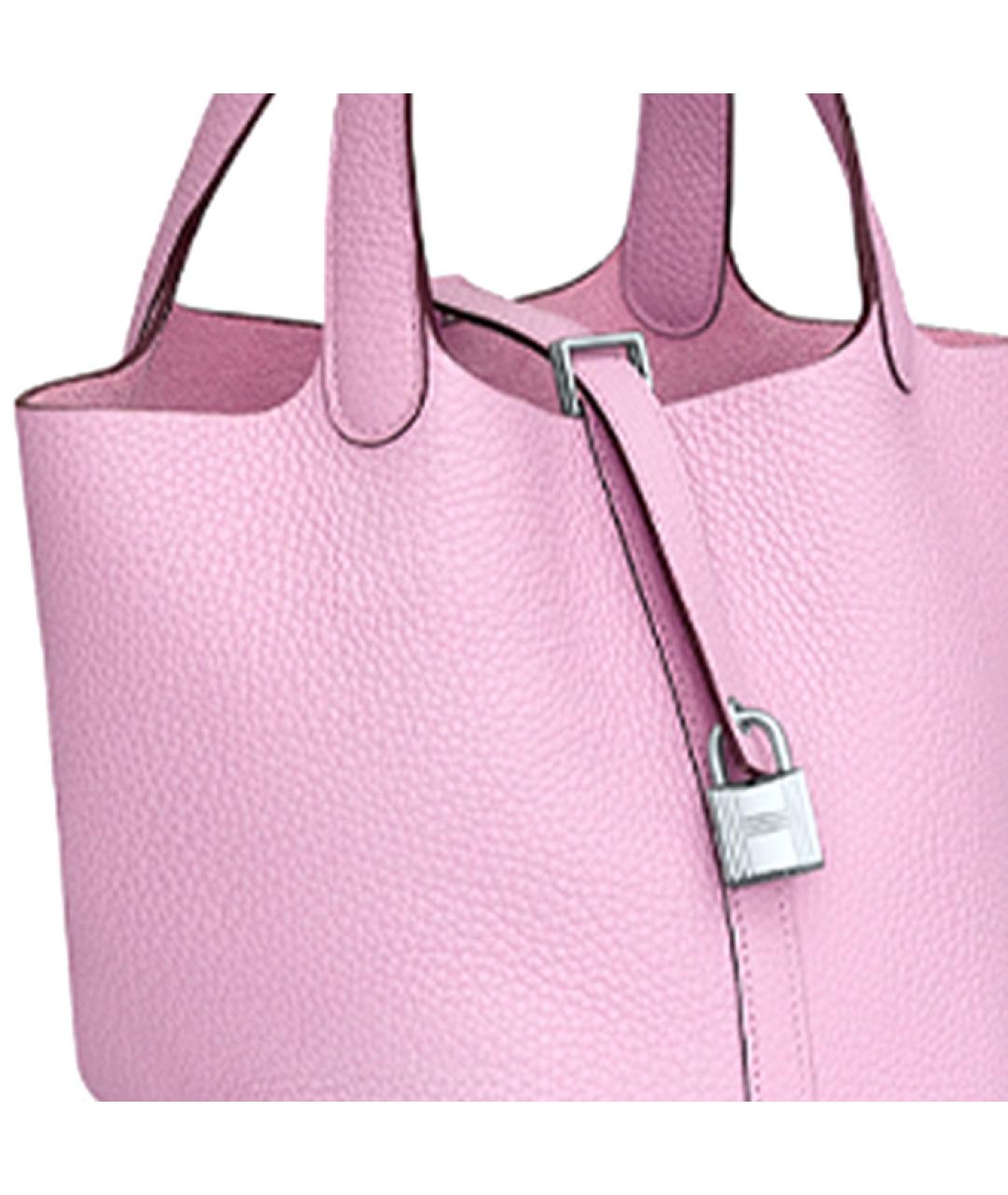 HERMES Розовая кожаная сумка с короткими ручками, фото 5