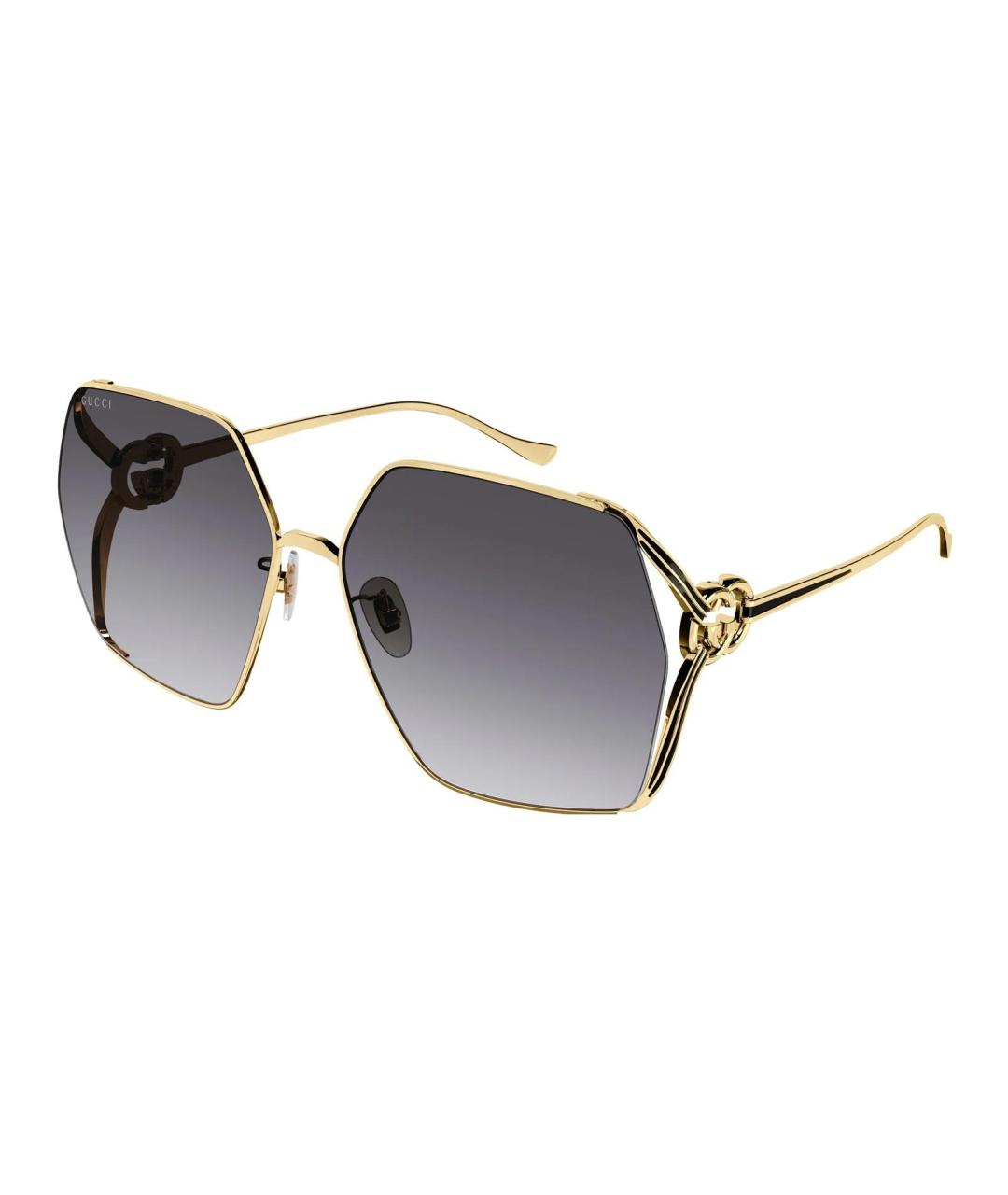 GUCCI Золотые металлические солнцезащитные очки, фото 1