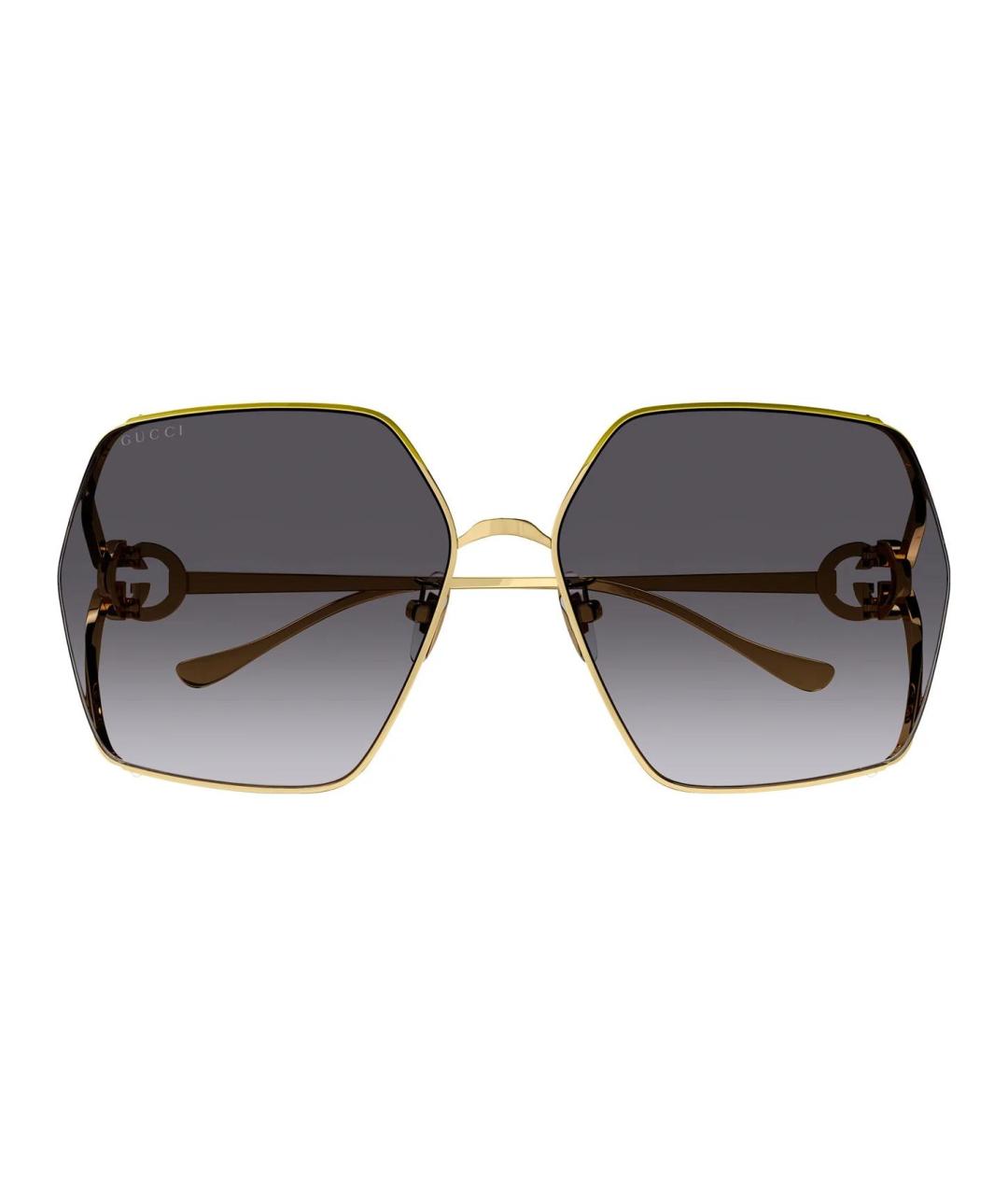 GUCCI Золотые металлические солнцезащитные очки, фото 2