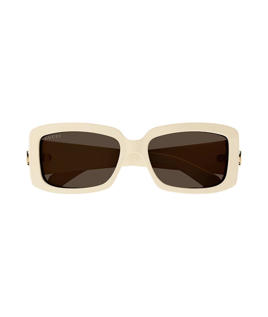 GUCCI Бежевые пластиковые солнцезащитные очки, фото 2