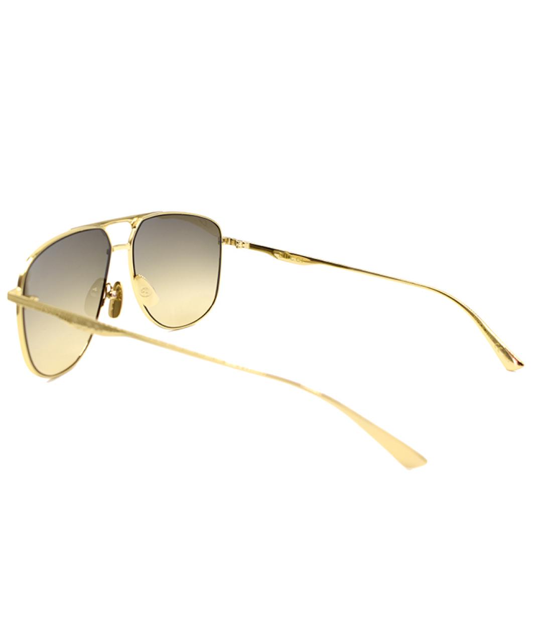 GUCCI Золотые металлические солнцезащитные очки, фото 3