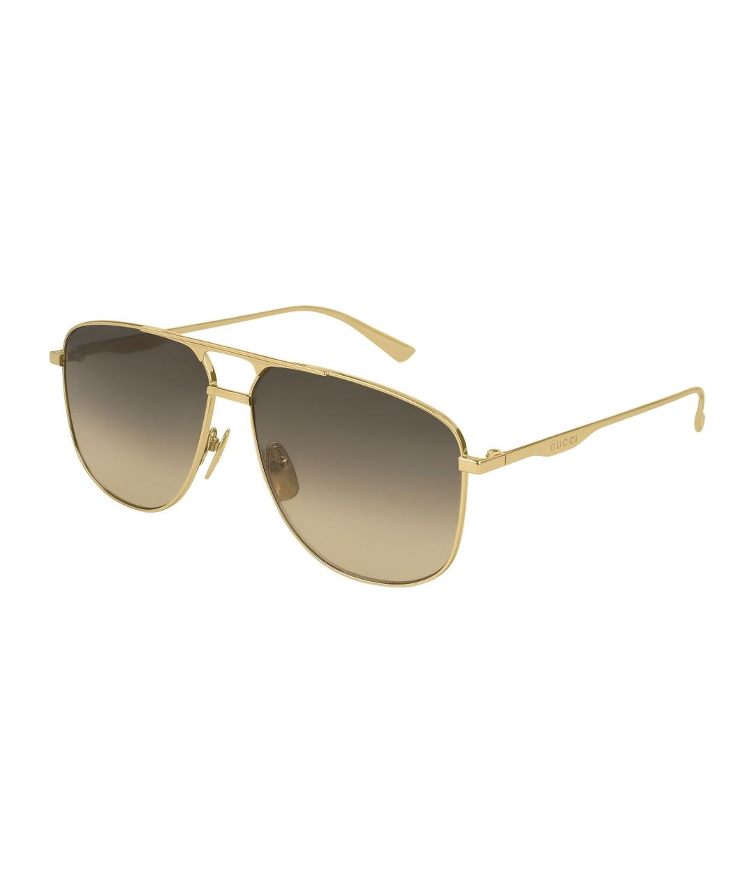 GUCCI Золотые металлические солнцезащитные очки, фото 1