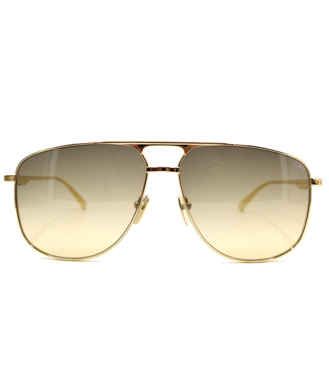 GUCCI Золотые металлические солнцезащитные очки, фото 2
