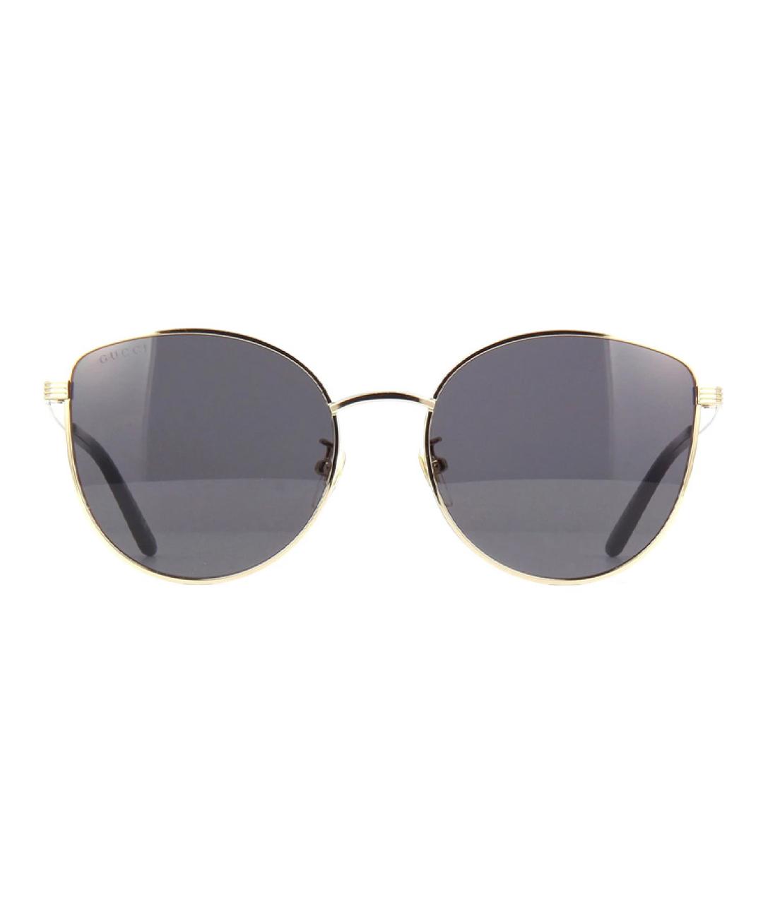 GUCCI Золотые металлические солнцезащитные очки, фото 2